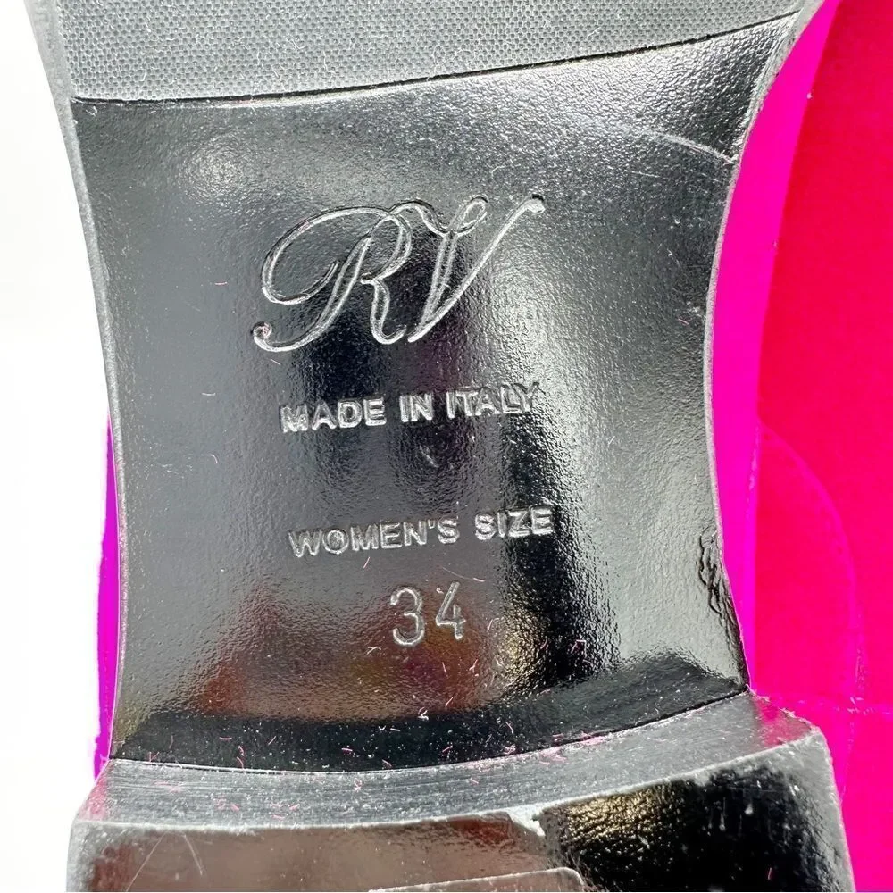Roger Vivier Fuchsia Pyramide‎ Velvet Chelsea Boot Sz EU 34 US Sz 4 UK 2